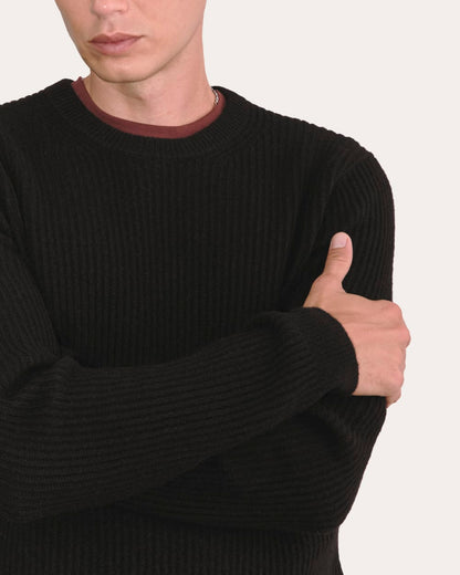 The Fisherman Crew in Wool Cashmere | Black