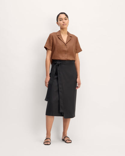 The Notch Shirt in Linen | Carob Brown
